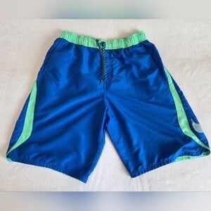 Nike Men's Blue And Green Athletic Swim Shorts Medium